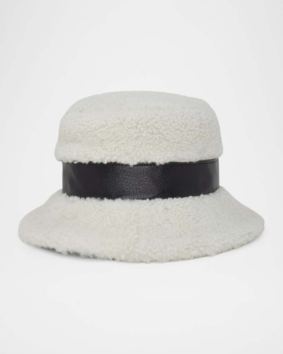Molly Sheep Shearling Fur & Leather Bucket Hat